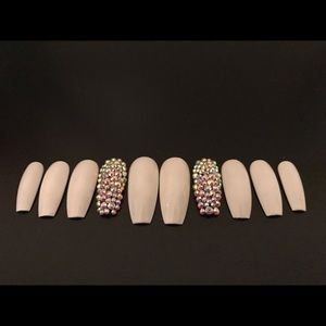 White Bling Press On Nails